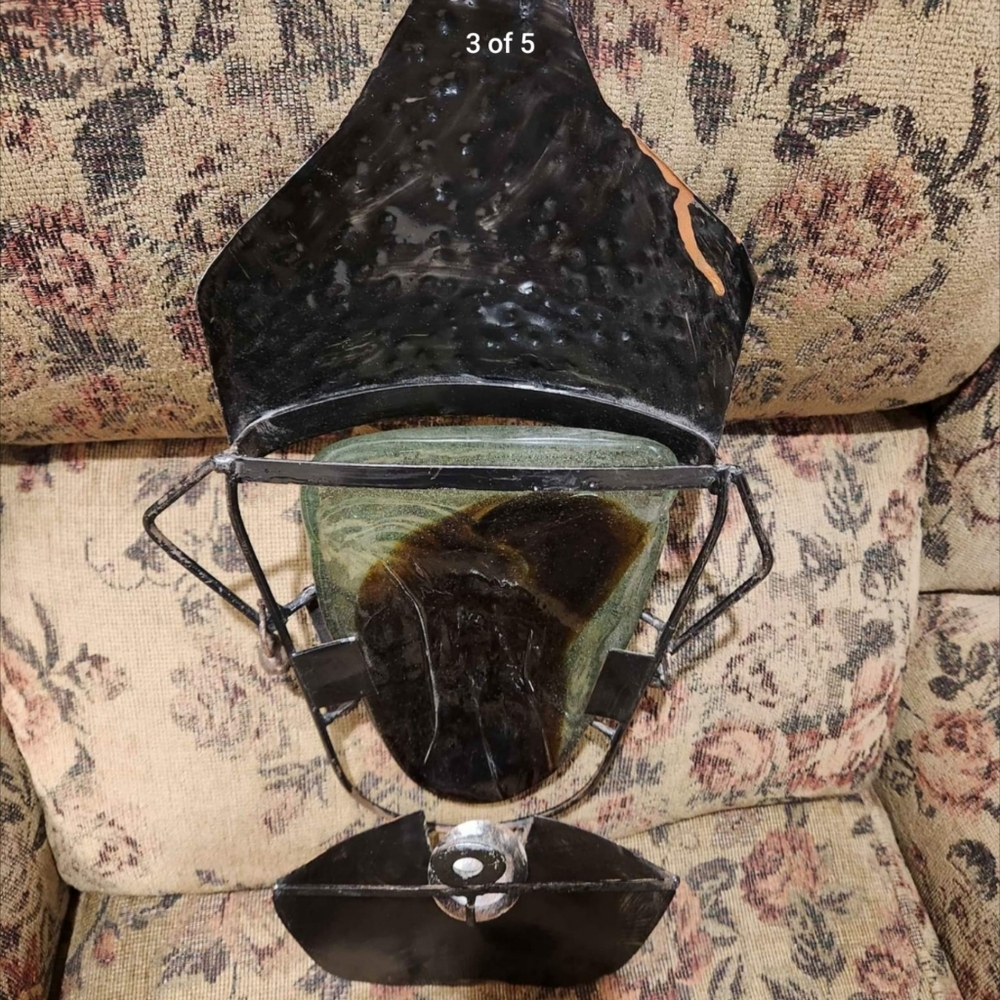 Modernist Glass Face Wall Art Candle Sconce Vintage Bronze Metal Mask MCM Boho - Picture 3 of 6